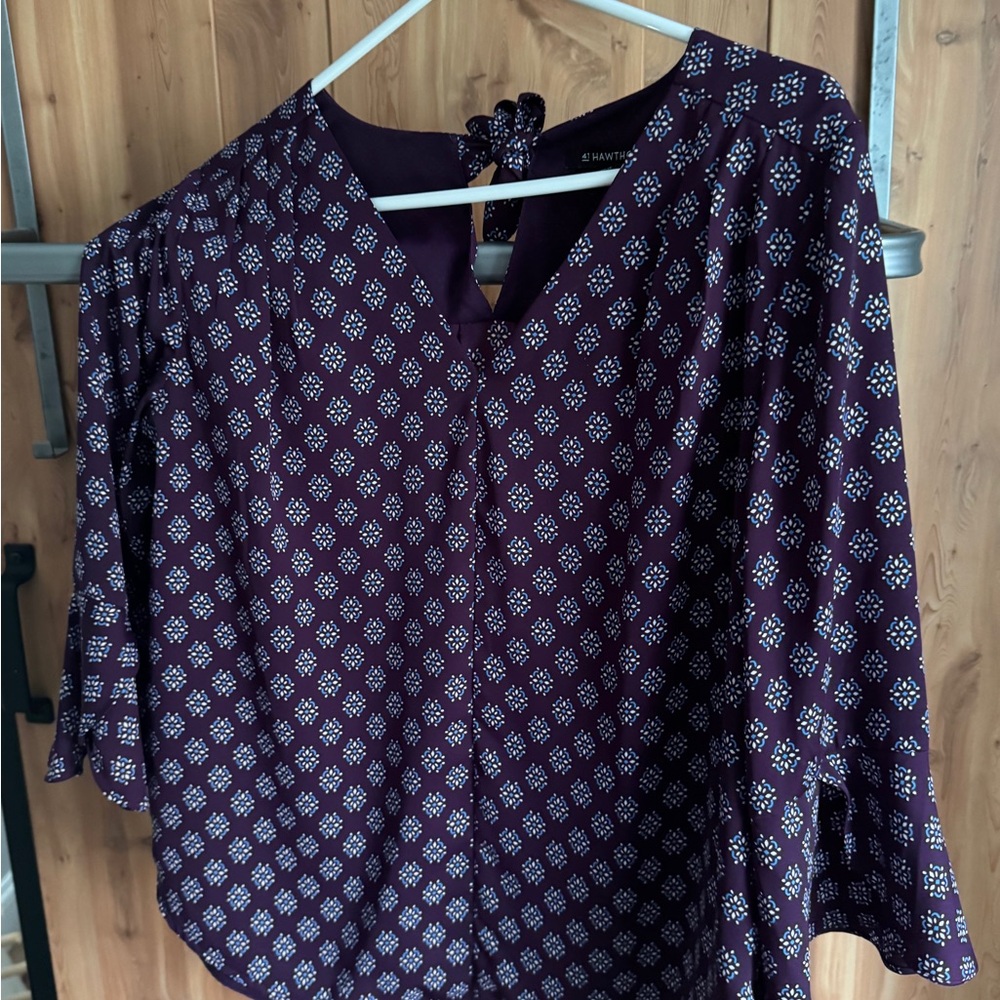 41 Hawthorn Purple Graphic 3/4 Sleeve Blouse